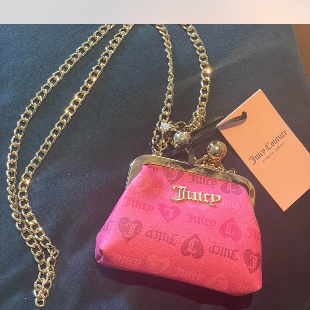 Juicy Couture Pink Clutch with Gold Chain